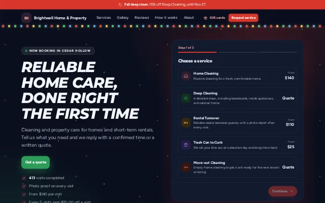 The Festive booking page style